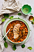Chicken in tomato sauce with sweet potatoes