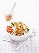 Indian prawn rice salad with lime dressing
