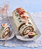 Poppy seed cake roll with figs