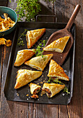 Puff pastry turnovers with chanterelles