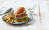 Falafel burger with homemade French fries