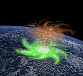 Space hurricane above Earth, illustration