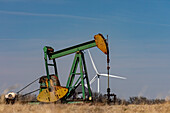 Oil well and wind turbines