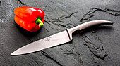 Stainless steel 20 centimetre cook's knife with bell pepper