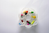 Pills in a weekly pillbox