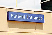 Patient entrance sign at hospital
