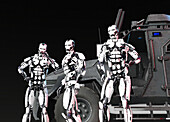 Android police force, conceptual illustration