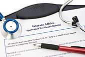 Veteran application for benefits, conceptual image