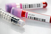 Insulin pen and hbA1c blood test tubes
