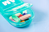 Pills in daily pill dispenser