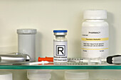 Diabetic supplies in cabinet
