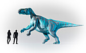 Humans compared in scale to Iguanodon