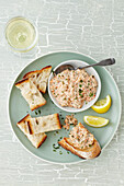 Toasted bread with crab dip