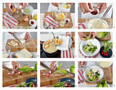 Salad with saffron mayonnaise and cheese croutons - step by step