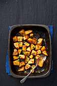Honey-roasted swede with chilli and cumin