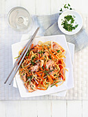Salmon with sweet and sour noodle salad