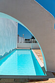 Swimming pool in holiday complex, Olhao, Faro, Portugal