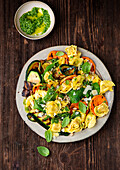 Tortellini salad with grilled vegetables