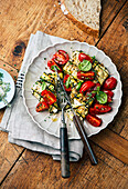 Courgette and feta parcels with tomato salsa