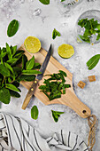 Chopping mint for a mojito