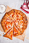 Apricots galette with honey and almond flakes