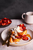 French toast with strawberry yoghurt and honey
