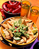 Mexican totopos with guacamole