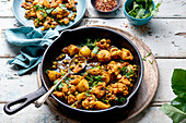 Indian spiced masala cauliflower potatoes with fresh coriander