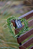 Heart made of rosemary twigs with a message