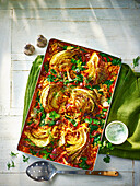 Roast savoy cabbage with lemon harissa orzo