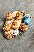 Bavarian pretzel cupcakes with Obazda filling
