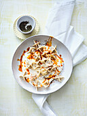 Turkish manti filled with spiced minced lamb