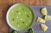 Pea cream with citrus and mint