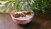 Yogurt with cherries and caramelized oats