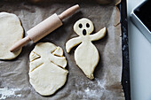 Halloween bread ghosts being made