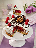 Stracciatella cake with raspberry centre for Easter