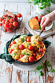 Vegetable casserole with cheese dumplings