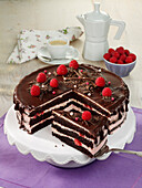 Coffee-and-raspberry cake