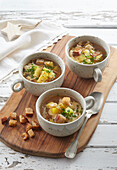 Garlic soup with croutons