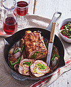 Stuffed veal roulade with pomegranate quinoa