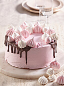 Mascarpone cake topped with meringues