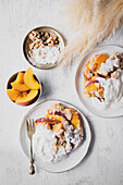Peaches under the crumble with Greek yogurt