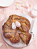 Sweet Easter bread with chocolate and nuts