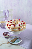 Easter eggnog cream cake with raspberries