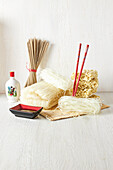 Asian noodles - Soba noodles, Mie noodles, rice noodles, glass noodles