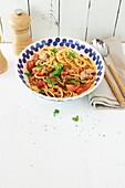 Spaghetti al Tonno - Pasta with tuna, tomatoes, parsley, and capers (Italy)