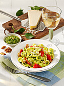 Orecchiette from Piedmont with peppers and walnut pesto