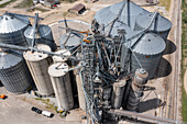 Grain elevators, Michigan, USA, aerial photograph