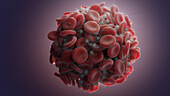 Blood clot with red blood cells, illustration