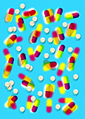 Pills and capsules, illustration
